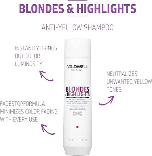 Goldwell Dualsenses Blonde & Highlights Anti Yellow Șampon Pentru Volum și Păstrarea Culorii Pentru Păr Vopsit 250ml