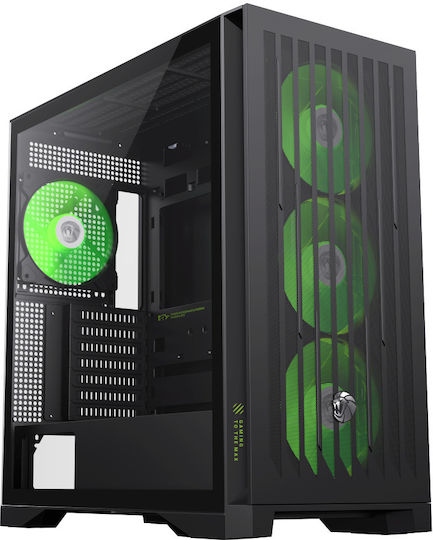GameMax LEADER 2 Gaming Midi Tower Κουτί Υπολογιστή με Πλαϊνό Παράθυρο και ARGB Φωτισμό Μαύρο