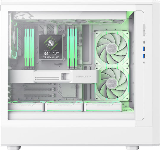 GameMax CLAW 460 Gaming Midi Tower Κουτί Υπολογιστή με Πλαϊνό Παράθυρο και ARGB Φωτισμό Λευκό
