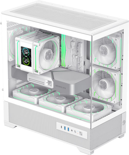 GameMax Vista 2 MW Gaming Mini Tower Computer Case with Side Window and ARGB Lighting White