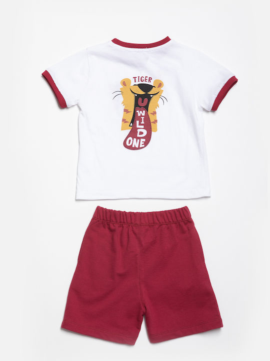 Set De Îmbrăcăminte Pentru Copii Cu Pantaloni Scurți Vară 2 Bucăți Burgundy