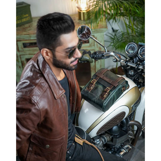 Trip Machine Motorrad-Tanktaschen Lederne 4.4lt Waldgrün