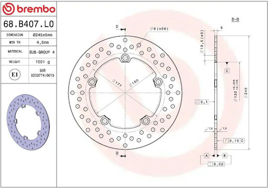 Brembo Back Brake Disc for Yamaha Tracer 9 / XSR 900 / Tracer 7