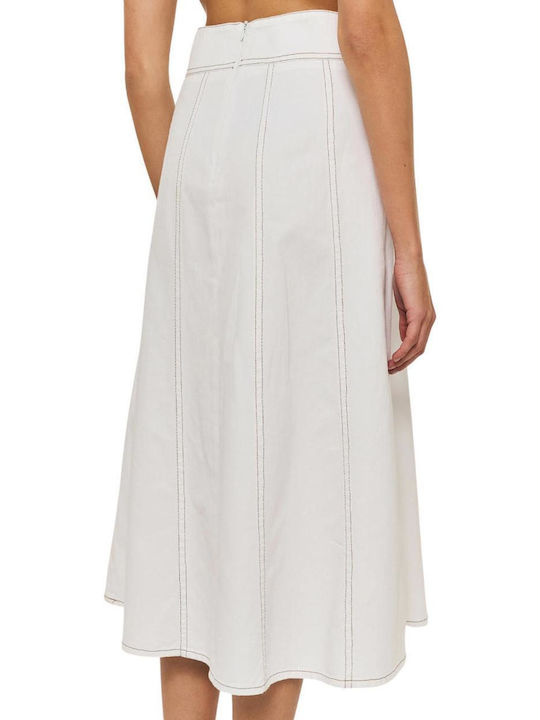 Denim Midi Skirt White