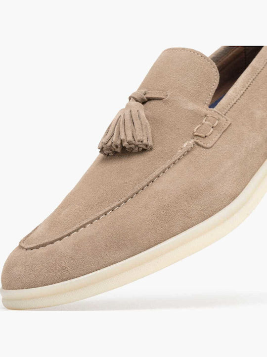 Leather Men's Loafers in Beige Colour
