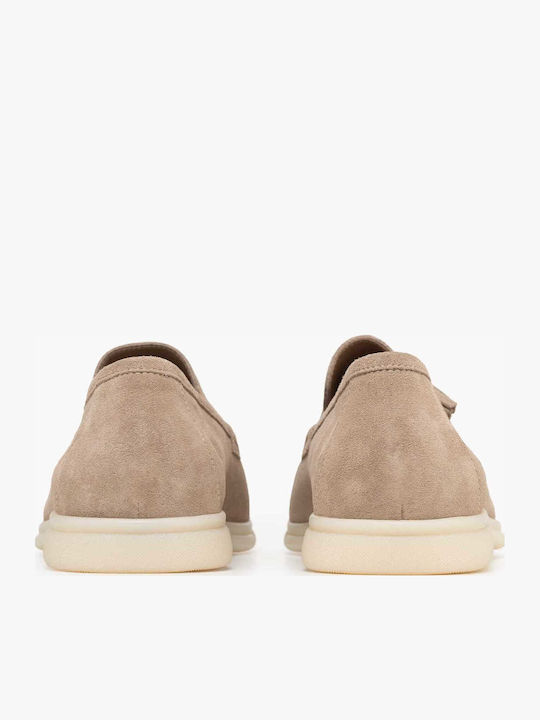 Leather Men's Loafers in Beige Colour