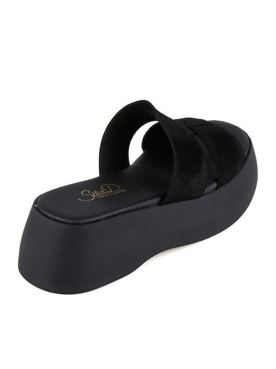 Кожени Дамски Сандали Flatforms Черни