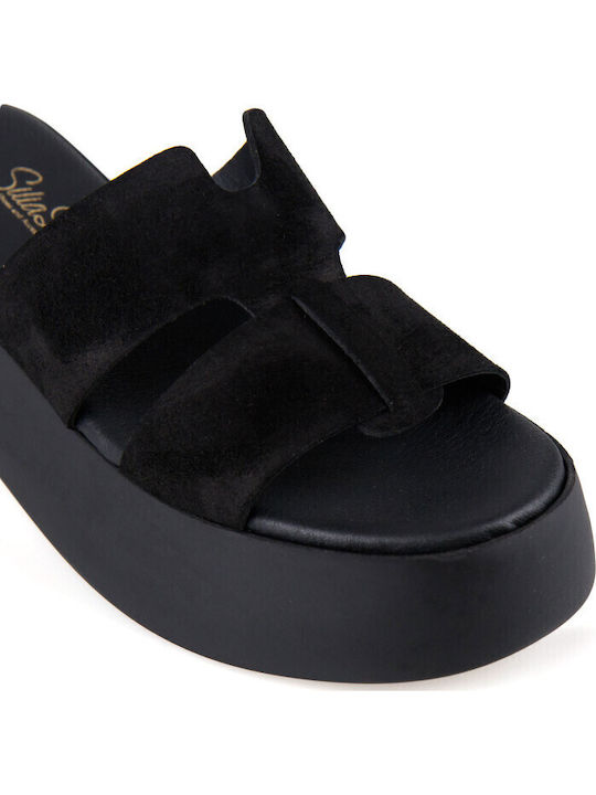 Кожени Дамски Сандали Flatforms Черни