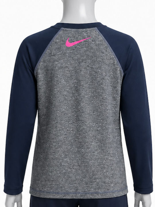 Nike Hydroguard Παιδικό Μαγιό Μπλούζα Μπλε Γκρι