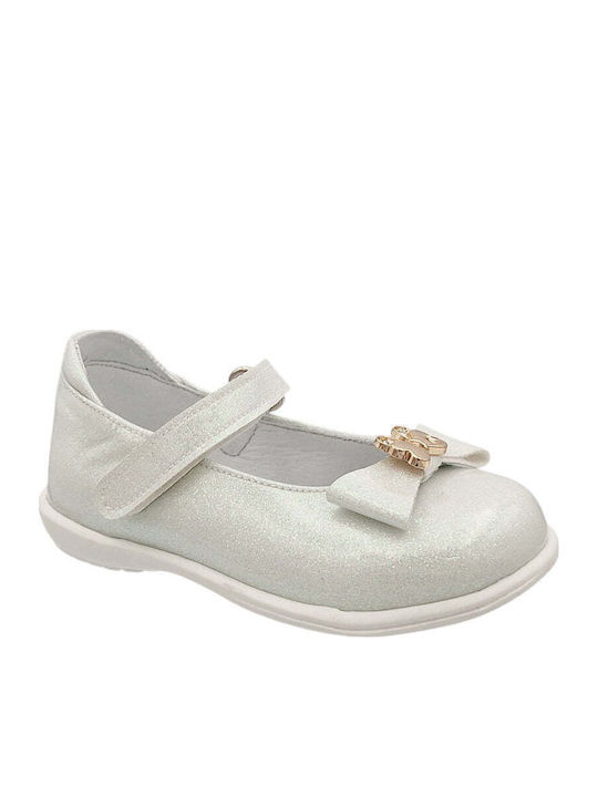 Kinder Pumps & Ballerinas Anatomisch mit Bügel- und Schleifenverschluss Leder Weiß