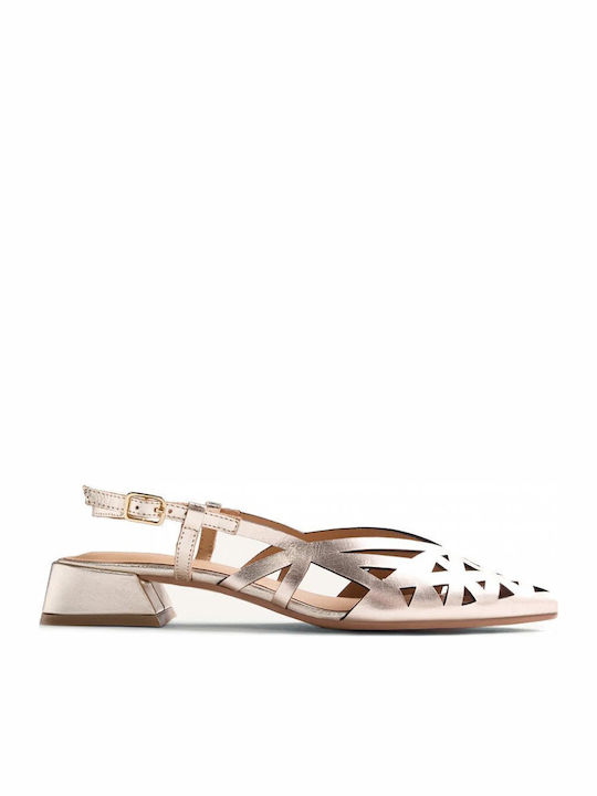 Damen Ballerinas Slingback Mit Riemen in Gold Farbe