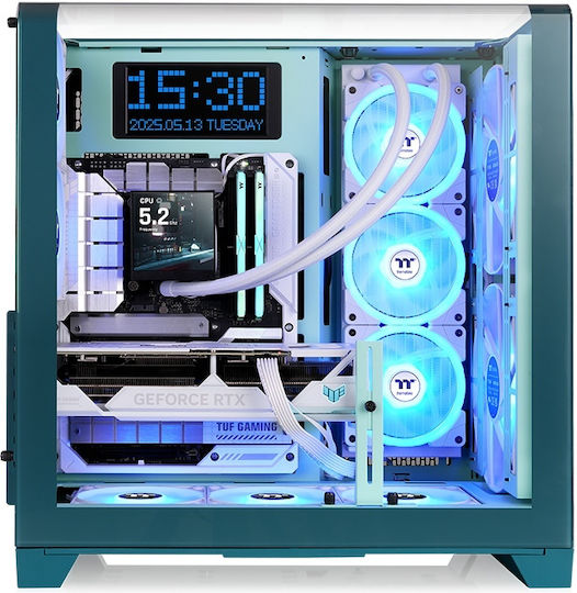 Thermaltake View 390 Air Gaming Midi-Turm Computergehäuse mit Seitenfenster Transformative Teal