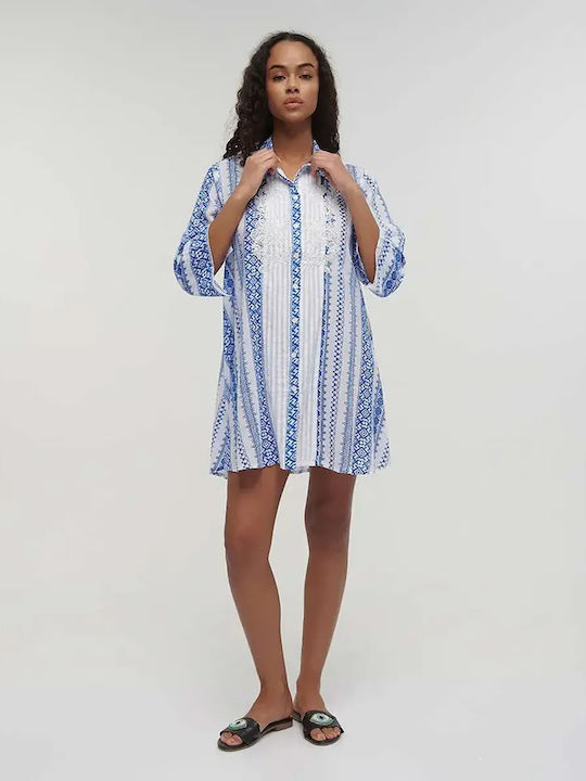 Long Sleeve Women's Shirt Blue/White