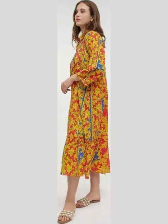 Summer Midi Shirt Dress Multicolour