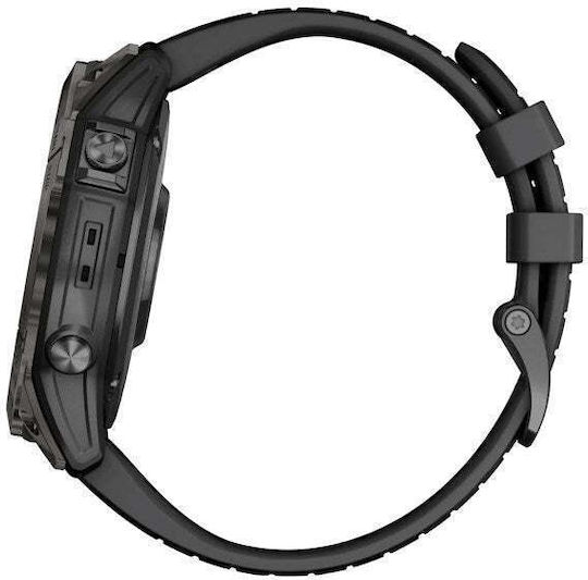 Garmin Fenix 7X Pro Sapphire Solar Edition Titan 51mm Wasserdicht Smartwatch mit Pulsmesser (Carbon Grey DLC Titanium with Black Band)