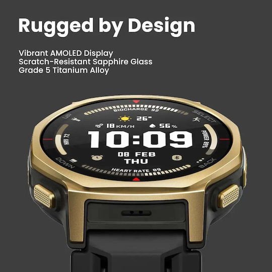 Amazfit T-Rex 3 Pro Titanium 44mm Waterproof Smartwatch (Black / Gold)