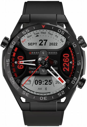 Gravity GT13 52mm Smartwatch με Παλμογράφο (Μαύρο)