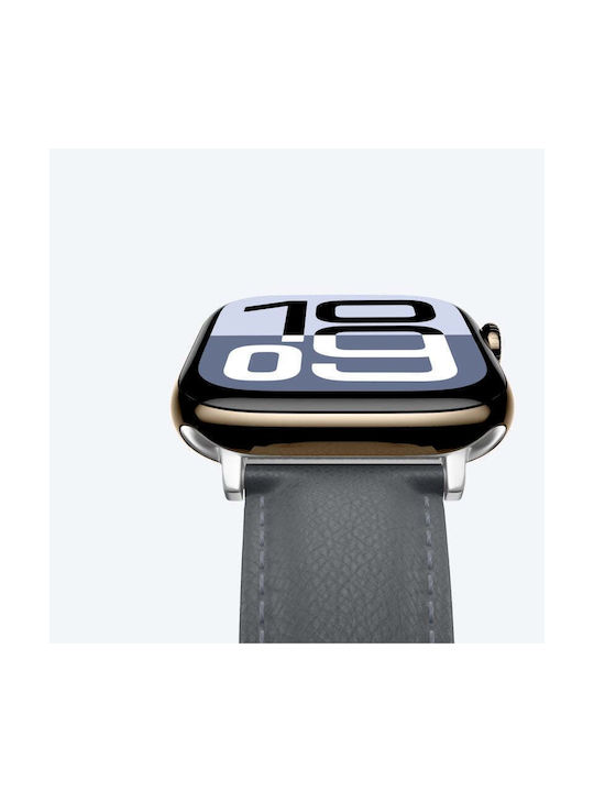 Amazingthing Class Band Кожена Каишка Apple Watch 45 46 49 Mm Сива
