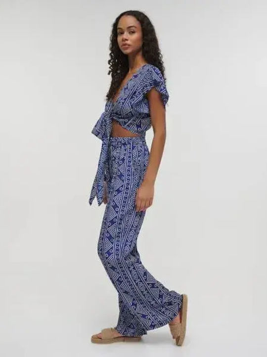Women's Crepe Pantaloons Blue