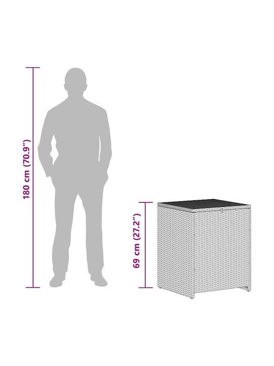 vidaXL Outdoor Storage Box Rattan Gray L55xW55xH69cm
