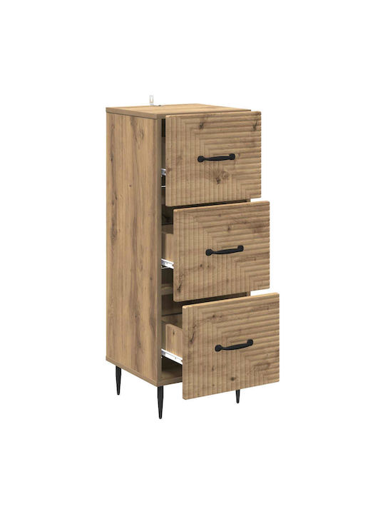 Wooden Storage Drawers with 3 Drawers L33xW34.5xH89.5cm
