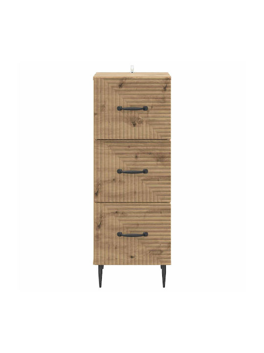 Wooden Storage Drawers with 3 Drawers L33xW34.5xH89.5cm