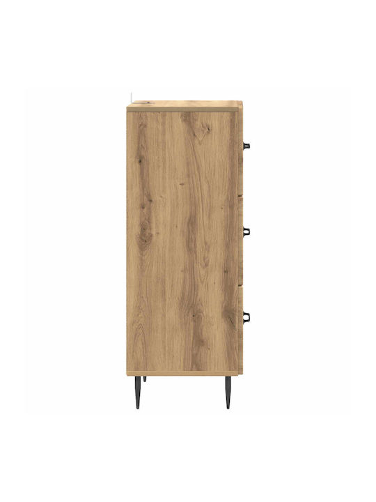 Wooden Storage Drawers with 3 Drawers L33xW34.5xH89.5cm