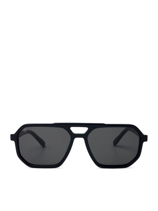 Faos Men's Sunglasses with Black Plastic Frame and Black Lens 489423