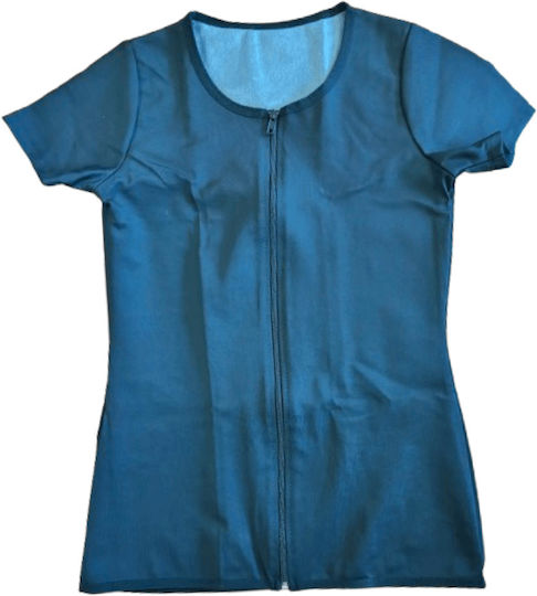 Thermal Short Sleeve Slimming Blouse Zipper Unisex Formactive Black