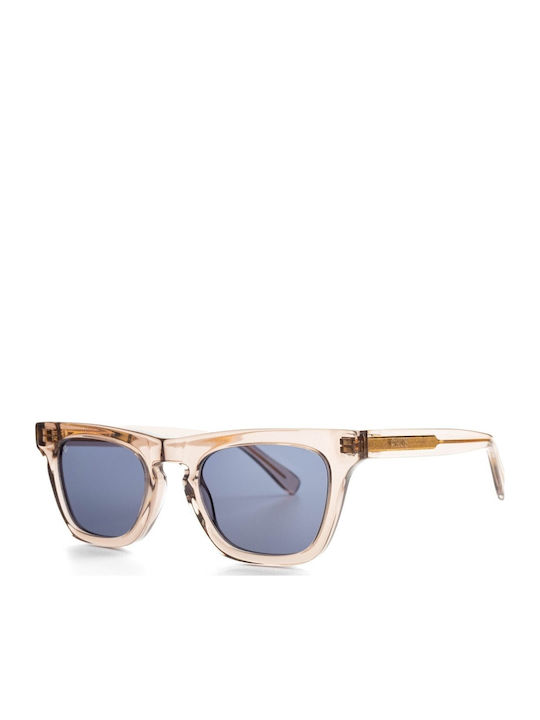 Faos Icaria Male Sunglasses with Beige Horn-Rimmed Frame and Transparent Lens 474348