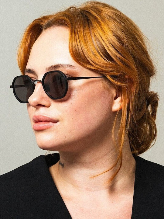 Taylor Morris Men's Sunglasses with Black Metal Frame and Black Polarized Lens 476769