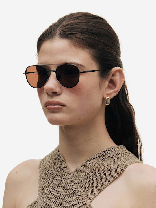 Projekt Produkt Men's Sunglasses with Black Metal Frame and Black Lens 498740