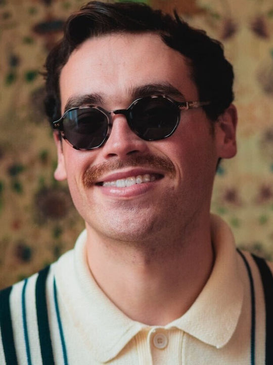 Taylor Morris Men's Sunglasses with Brown Tartaruga Plastic Frame and Pink Polarized Lens 476771