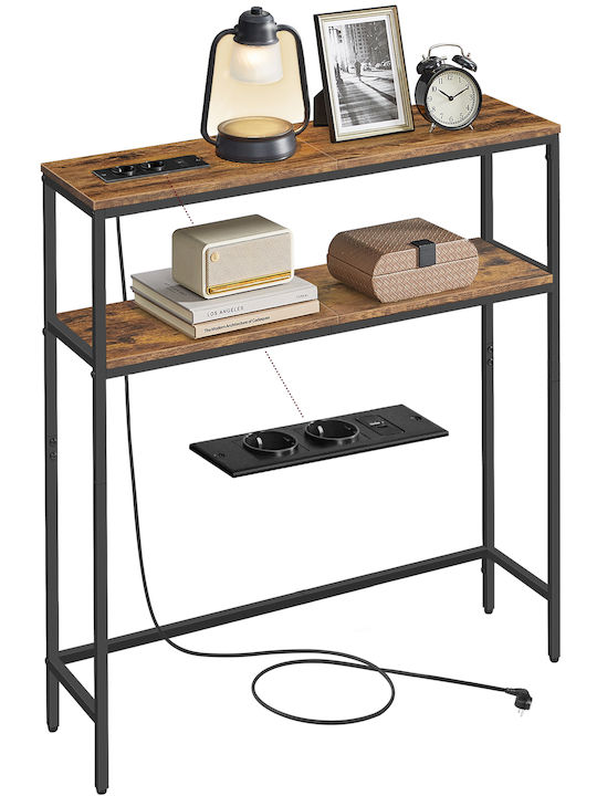 Metal Console Vintage Brown/Black L80xW20xH80cm