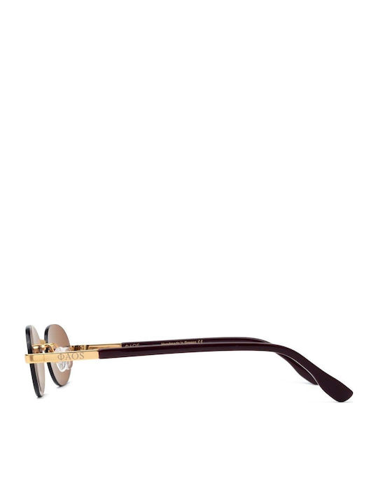 Faos Unisex Sonnenbrille mit Gold Kunststoff Gestell und Gold Linse 489435