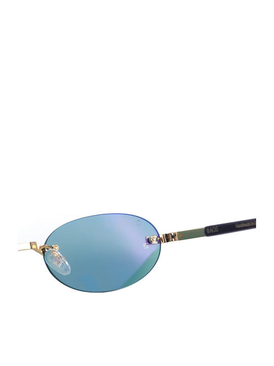 Faos Unisex Sonnenbrille mit Gold Kunststoff Gestell und Gold Linse 489433