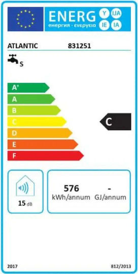 Atlantic Plus Elektrischer Warmwasserbereiter 30lt Glas Vertikal 1.2kW