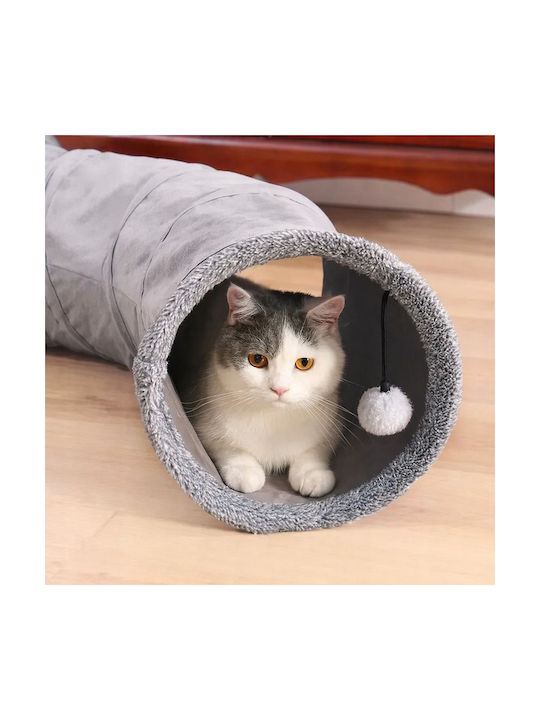 2 in 1 Katzenspielzeug Tunnel Zola Faltbar 4 Ausgänge 2 Bälle Plüsch Innenseite Grau 2 in 1 Katzenspielzeug Tunnel Zola Faltbar 4 Ausgänge 2 Bälle Plüsch Innenseite Grau