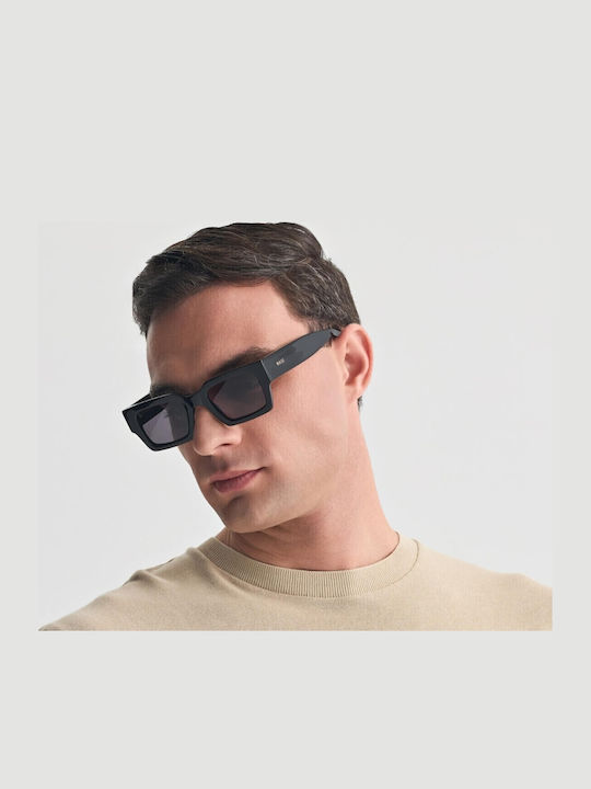 Faos Men's Sunglasses with Black Plastic Frame and Black Lens 474303