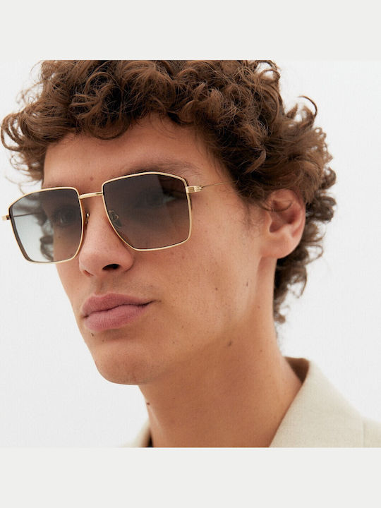Kaleos Men's Sunglasses with Gold Metal Frame and Gold Gradient Lens
