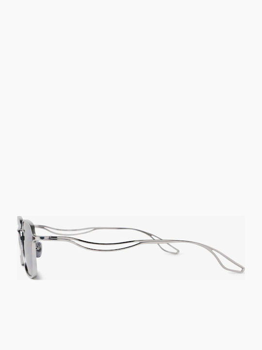 Projekt Produkt Unisex Sunglasses with Silver Metal Frame and Gray Lens 498730