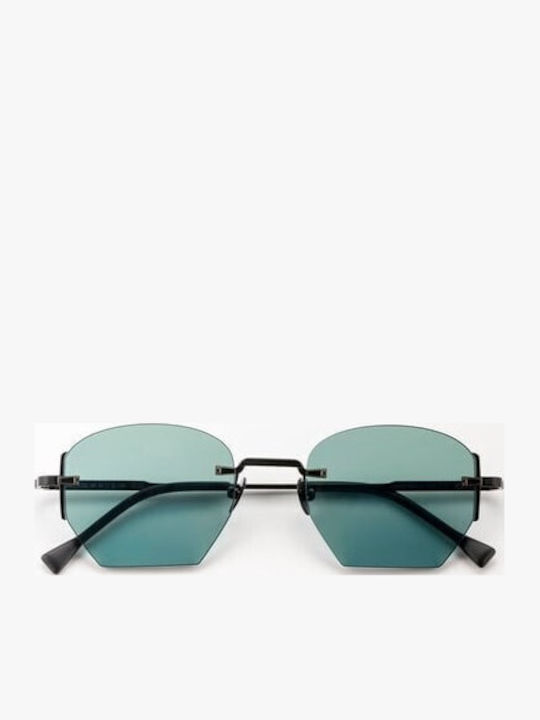 Kyme Unisex Sonnenbrille mit Schwarz Metall Gestell und Schwarz Linse EZRA 04