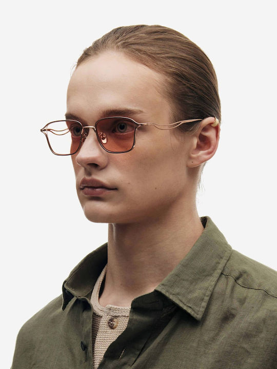 Projekt Produkt Men's Sunglasses with Rose Gold Metal Frame and Pink Lens 498689