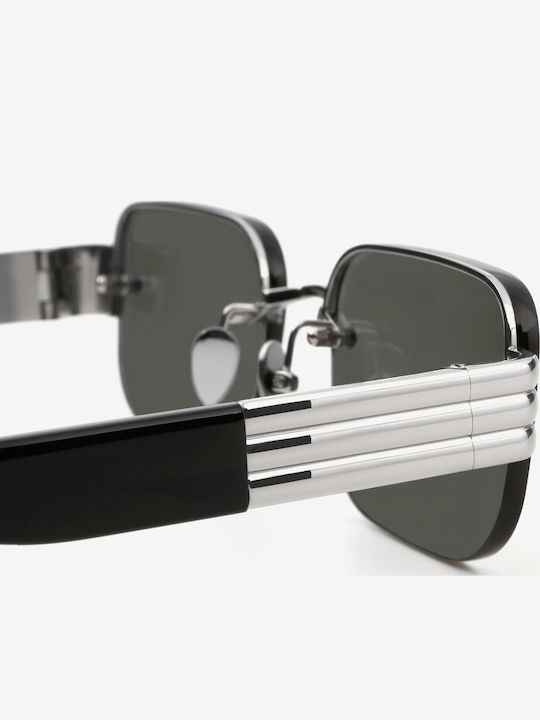 Projekt Produkt Men's Sunglasses with Silver Metal Frame and Silver Mirror Lens 476424