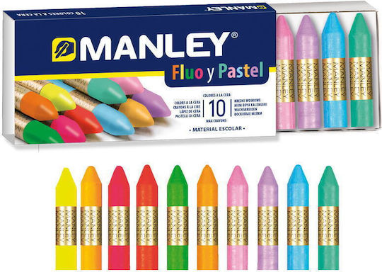 Manley Wachskreiden Pappkarton Metallisch 10 Farben Box Manley Fluo Pastell