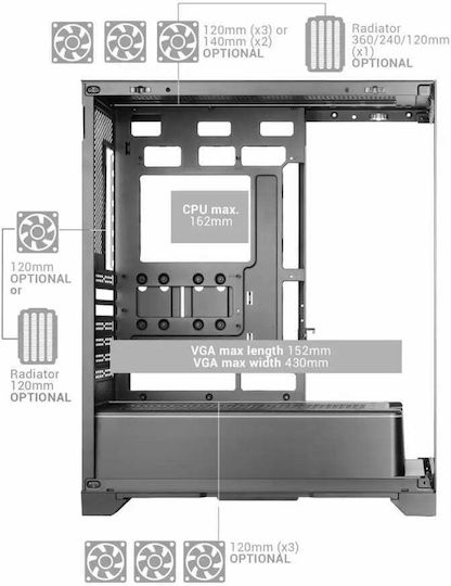 Mars Gaming MC-PRISMA Midi-Turm Computergehäuse Schwarz