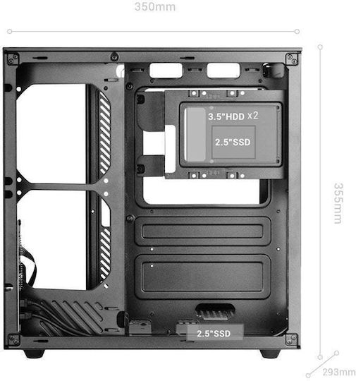Mars Gaming MC-INFINIOLITE Gaming Midi Tower Κουτί Υπολογιστή με Πλαϊνό Παράθυρο Μαύρο