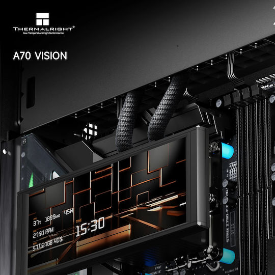 Thermalright Vision TR-A70 Gaming Midi Tower Кутия за Компютър с Страничен Прозорец и ARGB Осветление Черна