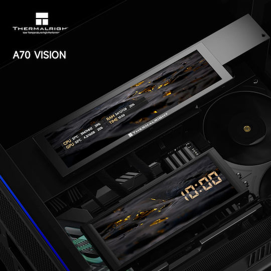 Thermalright Vision TR-A70 Gaming Midi Tower Кутия за Компютър с Страничен Прозорец и ARGB Осветление Черна