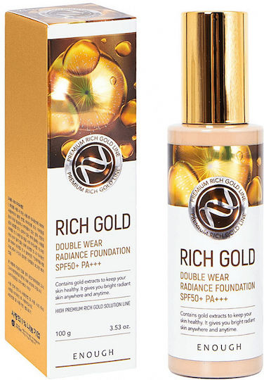 Enough Foundation Spf50+ Pa+++ Shade 23 Gold Particles Hyaluronic Acid Beta-glucan